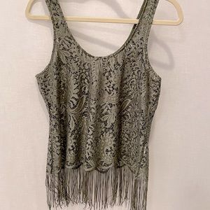 Shear boho lace embroidered shirt with fringe